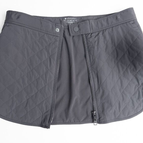 Athleta Toasty Buns Insulated Skirt Womens 8 Black Quilted Full Zip 511138 - Picture 8 of 13